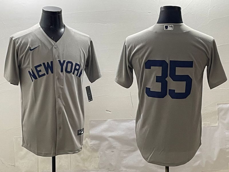 Men New York Yankees #35 No Name Grey Game 2025 Nike MLB Jersey style 316->new york yankees->MLB Jersey